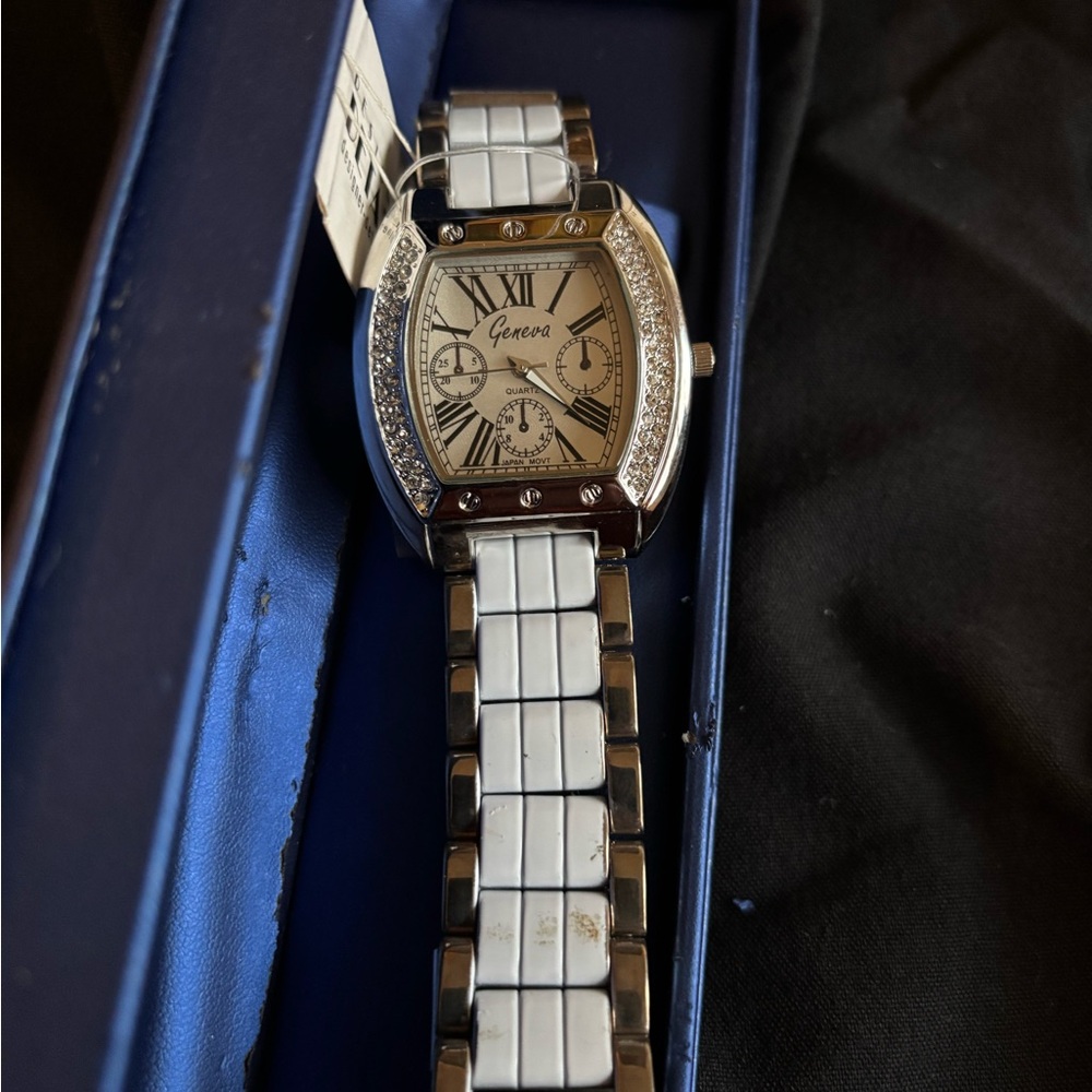 Geneva Silver and White Timepiece